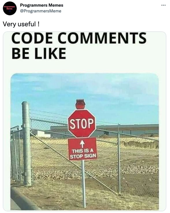 Commentaires dans un code