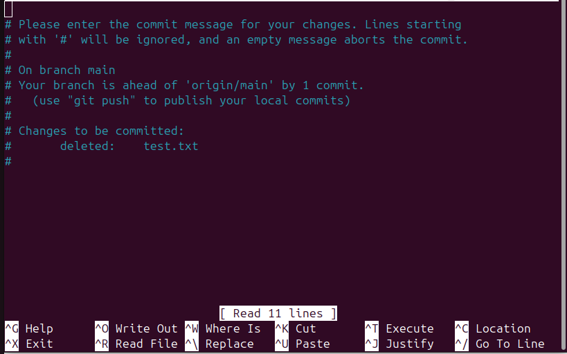 Commit message window